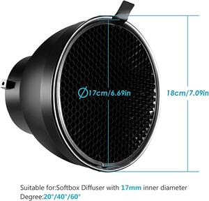 NEEWER 7 İnç Reflektör ve 20°/40°/60° Petek Izgara Seti - Thumbnail