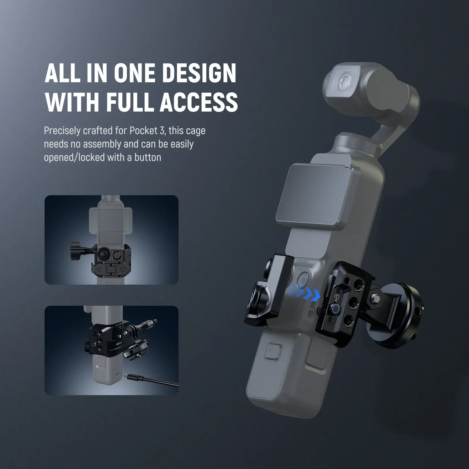 Neewer AC009 DJI Osmo Pocket 3 Aksiyon Kamera Kafesi