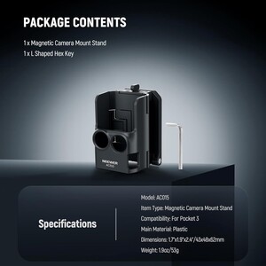 Neewer - NEEWER BASICS AC015 Manyetik Kamera Montajı (DJI Osmo Pocket 3 Uyumlu, 180° Dönebilir) (1)