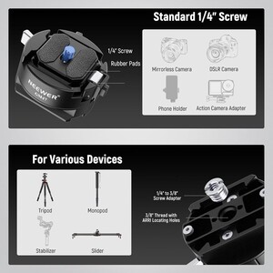 NEEWER GM47 Kamera Quick Release Plate Kiti (Ronin RS & PD Capture Uyumlu, Otomatik Kilit) - Thumbnail