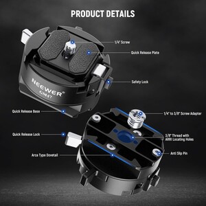 NEEWER GM47 Kamera Quick Release Plate Kiti (Ronin RS & PD Capture Uyumlu, Otomatik Kilit) - Thumbnail