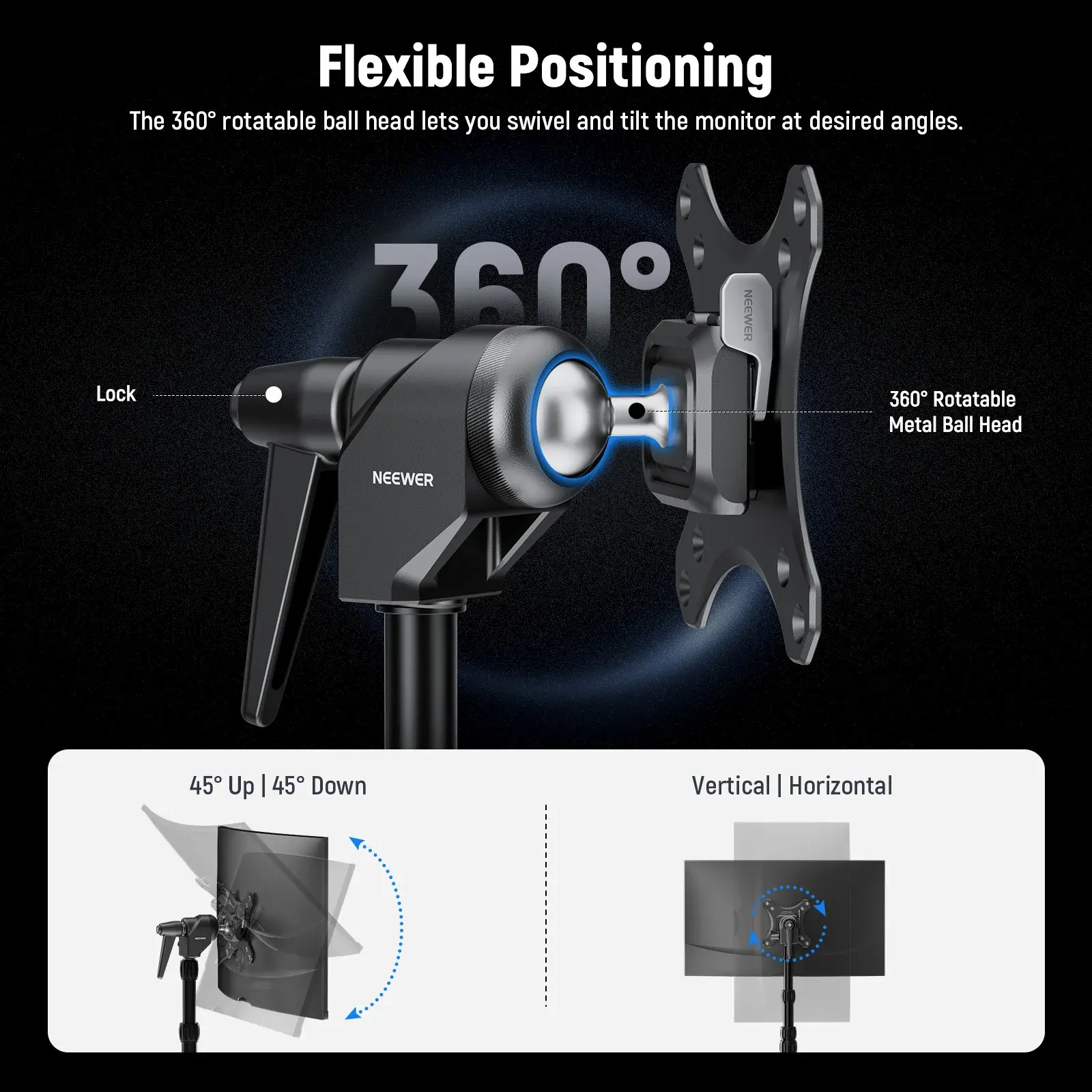 NEEWER MA016 Arca-Type Hızlı Bırakma VESA Monitör Montaj Adaptörü