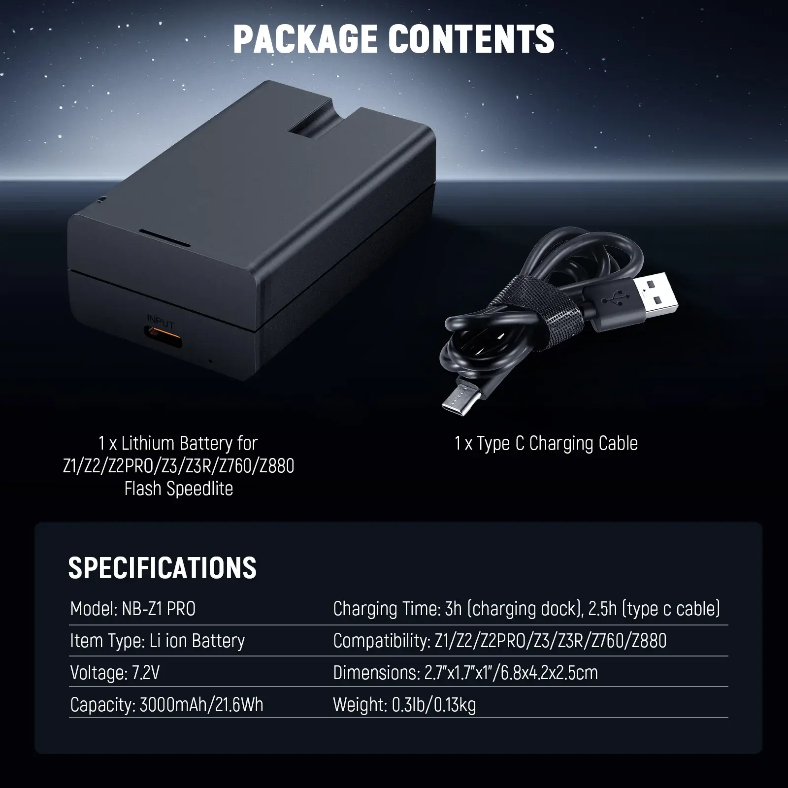 NEEWER NB-Z1 Pro 7.2V 3000mAh Li-ion Yedek Batarya