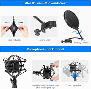Neewer NW-700 Pro Condenser Microphone and Monitor Headphones 7-in-1 Kit - Thumbnail