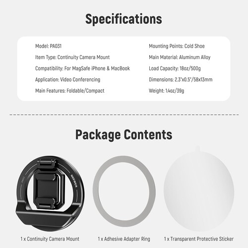 NEEWER PA031 Laptop MagsafeTutucu & Coldshoe Mount