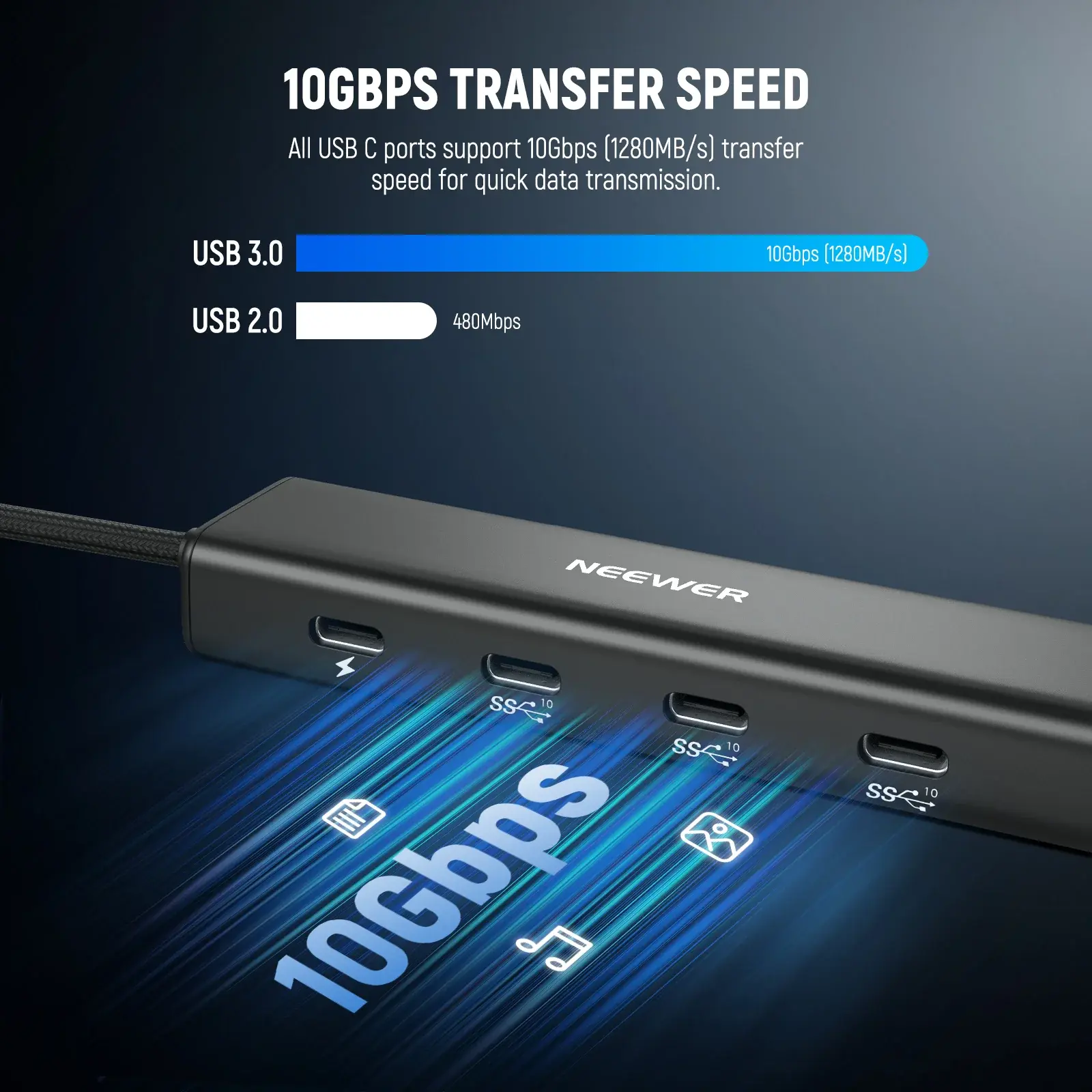 NEEWER PS020E USB-C Hub 4-in-1 10Gbps - Thumbnail