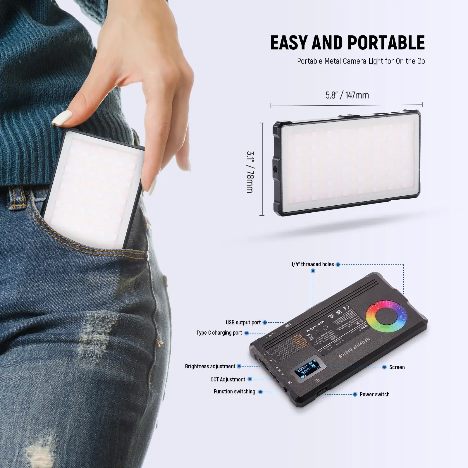 NEEWER SL90C RGB Mini Mobil Video Işığı