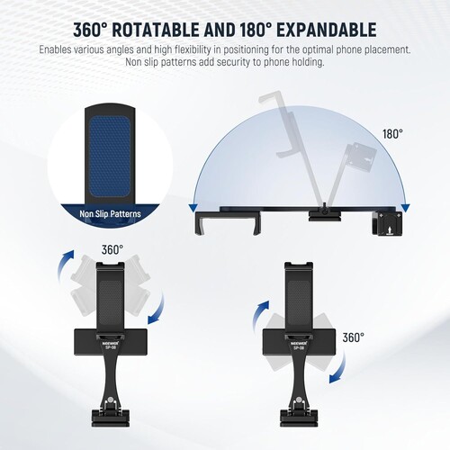 NEEWER SP-08 Metal Telefon Tripod Montaj Adaptörü (Çift Telefon Tutuculu)