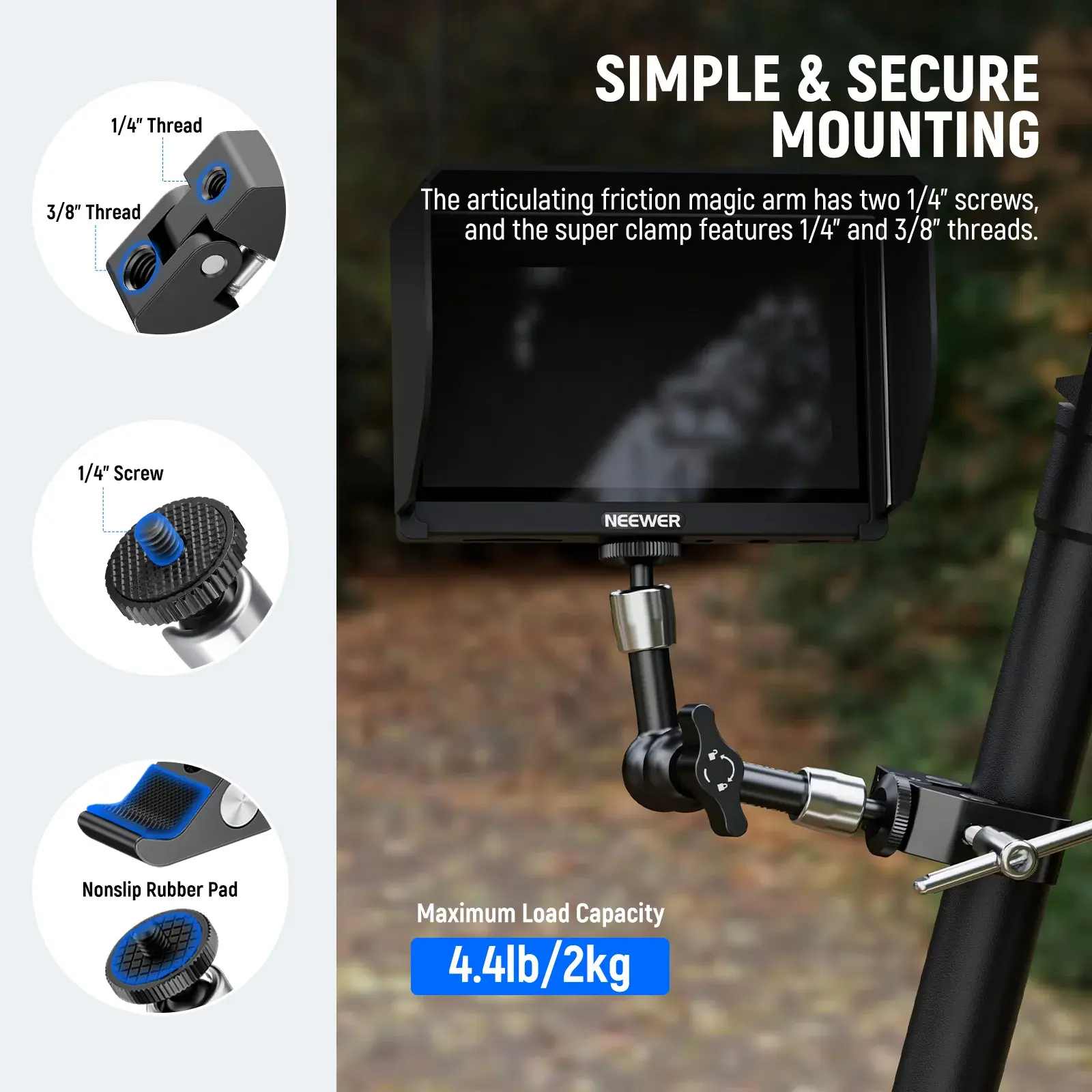 NEEWER ST15C Profesyonel Ayarlanabilir Magic Arm - Thumbnail