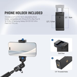 Neewer - NEEWER UA057 22'' (55 cm) Mafsallı Magic Arm Süper Kelepçe ve Telefon Tutucu Kiti (1)