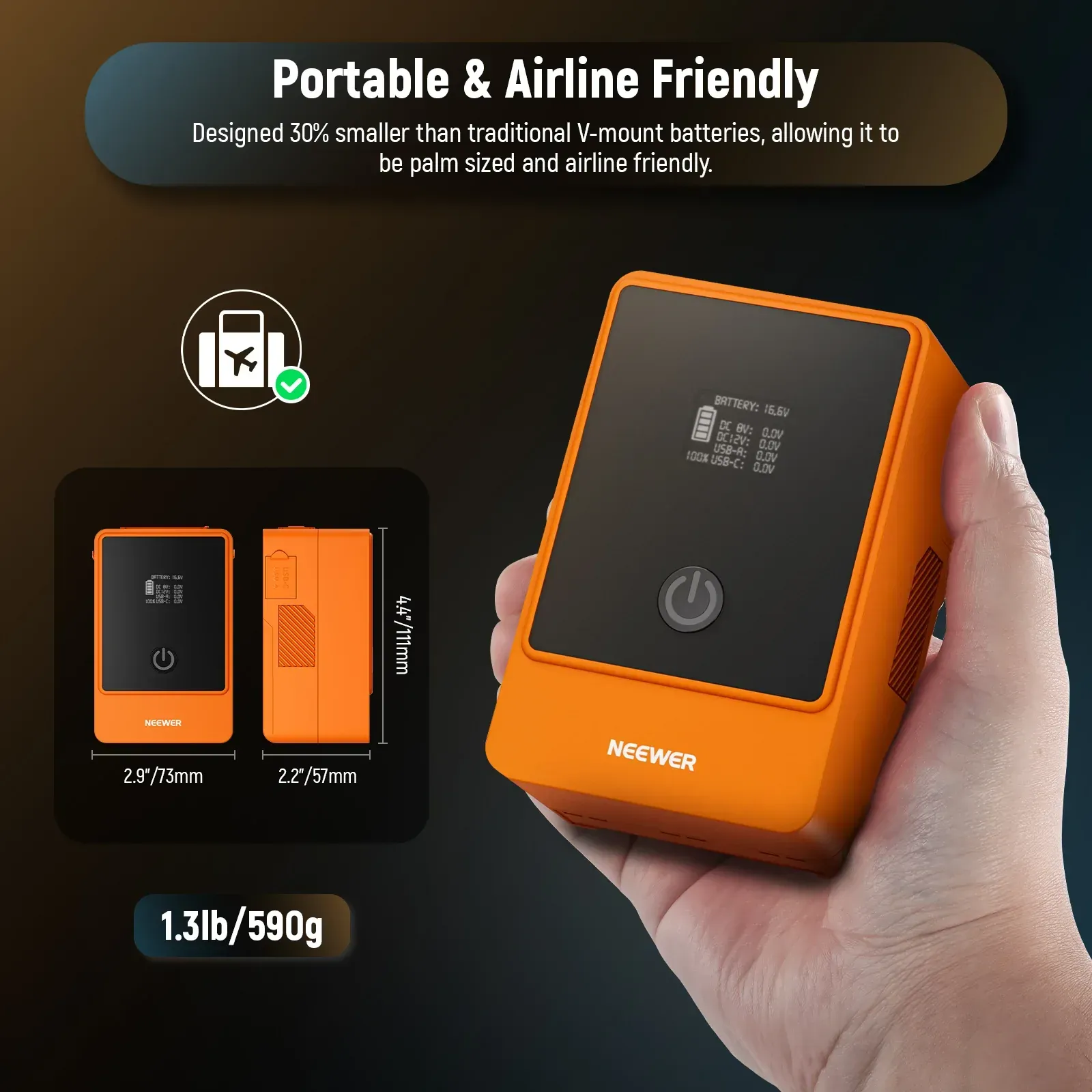 NEEWER V Mount Battery PS099E 6800mAh 14.5V 99Wh (Orange) - Thumbnail