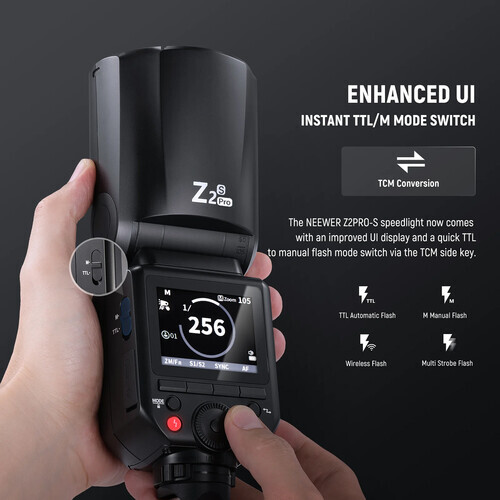Neewer Z2PRO-C Canon Uyumlu 76W Yuvarlak Kafa Akülü Tepe Flaşı