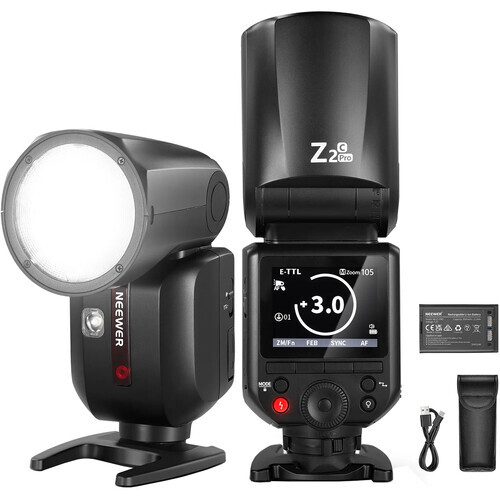 Neewer Z2PRO-C Canon Uyumlu 76W Yuvarlak Kafa Akülü Tepe Flaşı