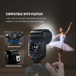 Neewer Z2PRO-F FujiFilm Uyumlu 76W Yuvarlak Kafa Akülü Tepe Flaşı - Thumbnail