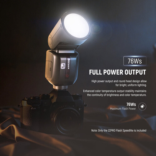 Neewer Z2PRO-F FujiFilm Uyumlu 76W Yuvarlak Kafa Akülü Tepe Flaşı