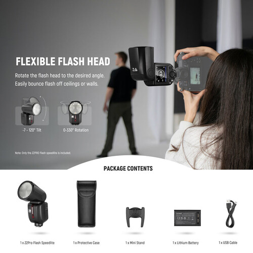 Neewer Z2PRO-F FujiFilm Uyumlu 76W Yuvarlak Kafa Akülü Tepe Flaşı