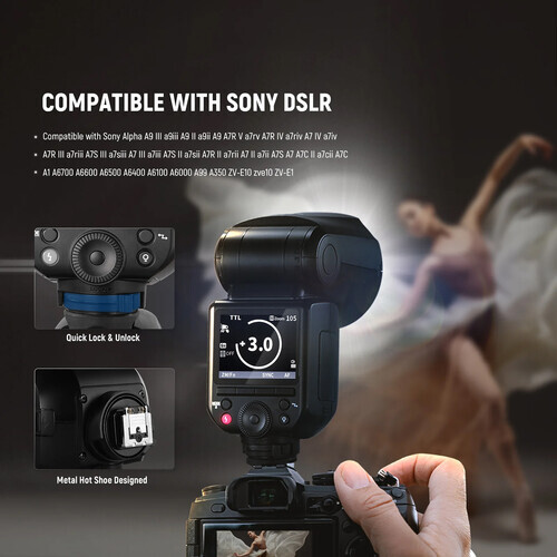 Neewer Z2PRO-N Nikon Uyumlu 76W Yuvarlak Kafa Akülü Tepe Flaşı