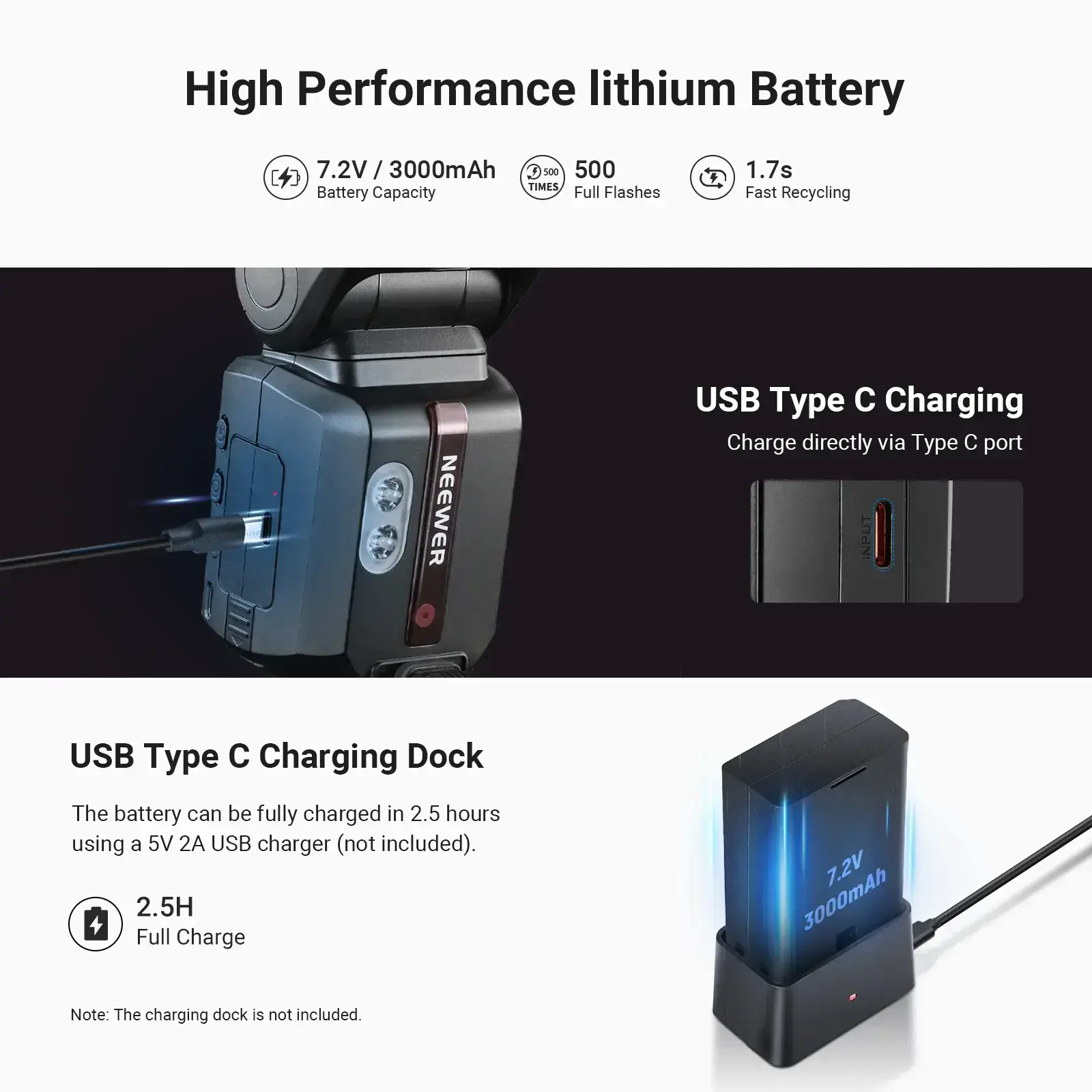 Neewer - Neewer Z3R-N Nikon Uyumlu 100W Yuvarlak Kafa Akülü Tepe Flaşı (1)