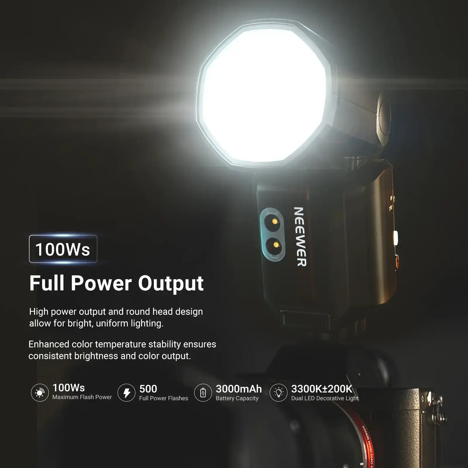 Neewer Z3R-N Nikon Uyumlu 100W Yuvarlak Kafa Akülü Tepe Flaşı - Thumbnail