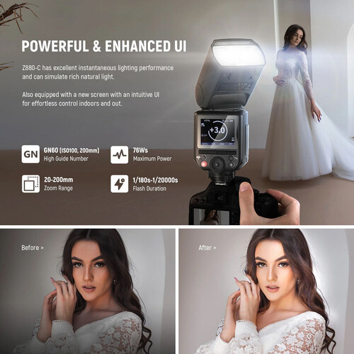 Neewer Z880-N TTL Nikon Uyumlu 76W Akülü Tepe Flaşı