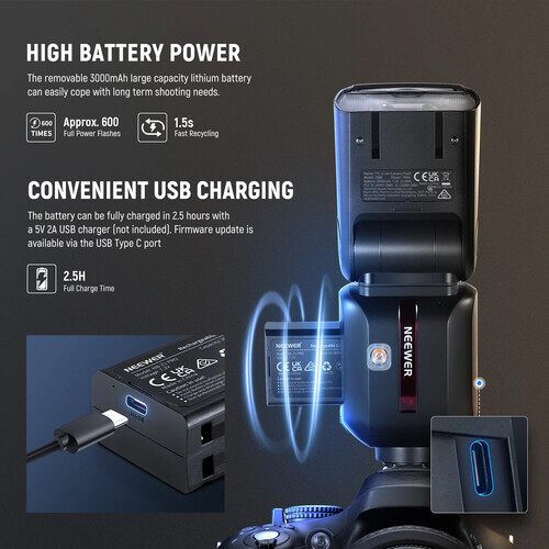 Neewer Z880-S TTL Sony Uyumlu 76W Akülü Tepe Flaşı