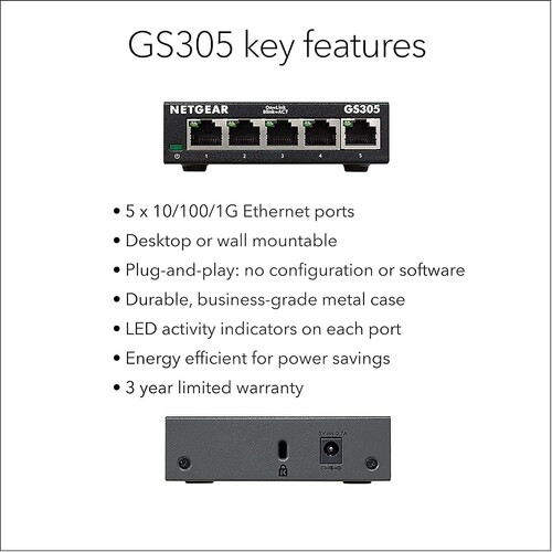 NETGEAR GS305 5 Portlu Gigabit Ethernet Switch