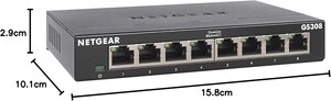 NETGEAR GS308 8 Portlu Gigabit Ethernet Switch - Thumbnail