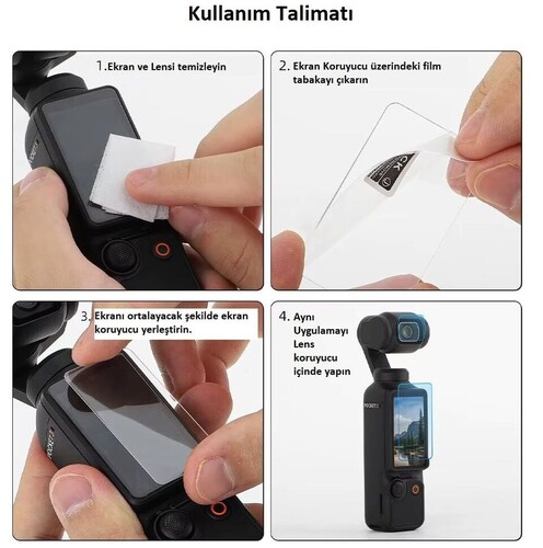 Oem Dji Osmo Pocket 4 ve 3 Için Cam Ekran Koruyucu Seti