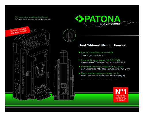 Patona 1681 Premium Dual V-Mount İkili Şarj Aleti