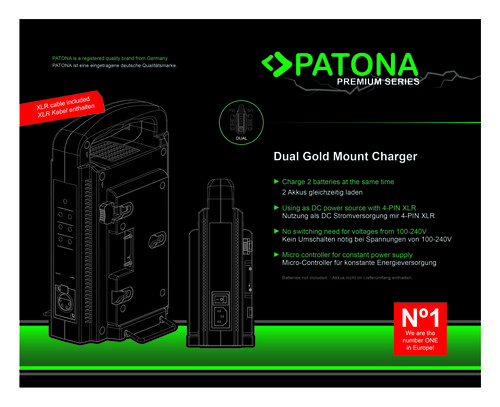 Patona 1725 Premium Dual Gold Mount İkili Şarj Aleti