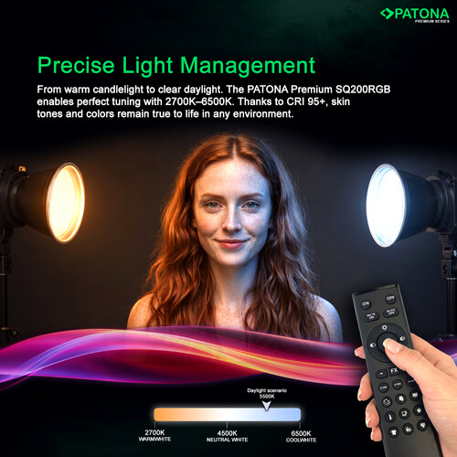 Patona 4172 Premium SQ200RGB LED Video Işığı 200W COB (Sert Taşıma Çantası ile)