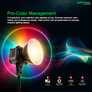 Patona 4172 Premium SQ200RGB LED Video Işığı 200W COB (Sert Taşıma Çantası ile) - Thumbnail