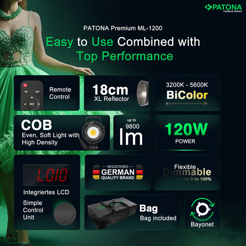 Patona 4198 ML-1200 120W Bi-Color LED COB Video Işığı