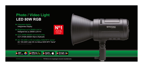 Patona 4275 Premium 80W RGB Fotoğraf/Video Işığı