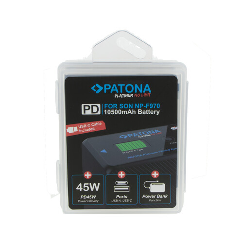 Patona 9422 Platinum Sony NP-F970 10500mAh PD45W USB-C Batarya