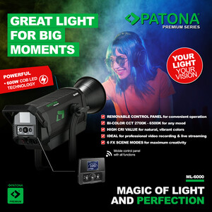 Patona ML-6000 600W Bi-Color LED COB Video Işığı - Thumbnail