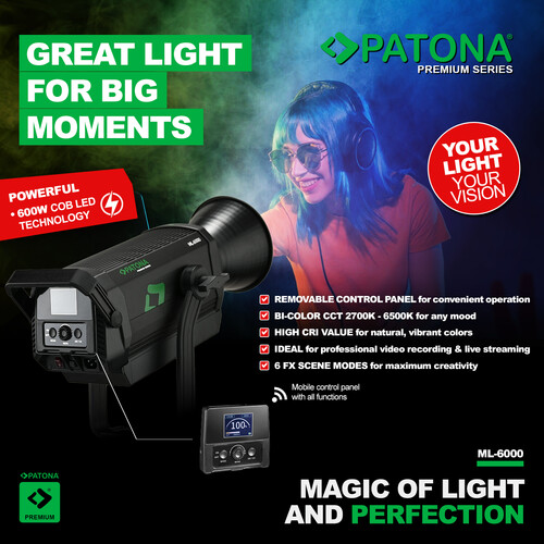 Patona ML-6000 600W Bi-Color LED COB Video Işığı