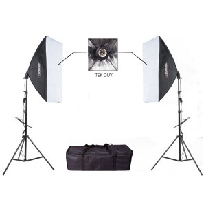 PDX İkili 50x70cm Softbox, Tek Duylu, Ayaklı Set