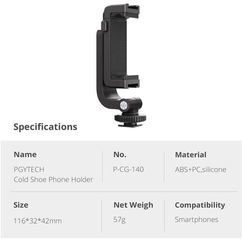 PGYTECH Smartphone Cold Shoe Tripod Mount