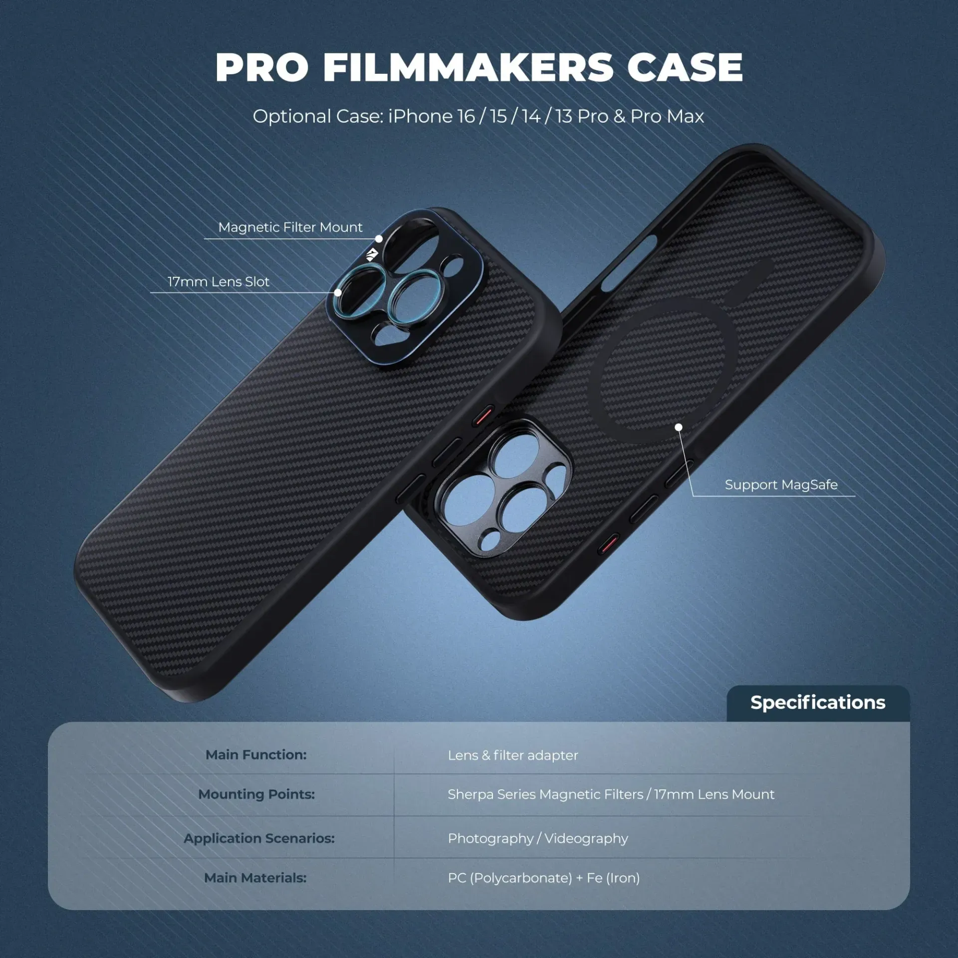 Pro Filmmaker iPhone Case IPHONE 16 PRO MAX - 17MM MOUNT