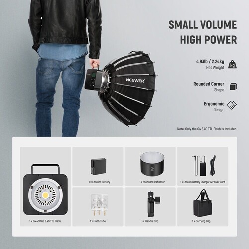 Neewer Q4 400W Akülü Flaş + QPRO-C Tetikleyici