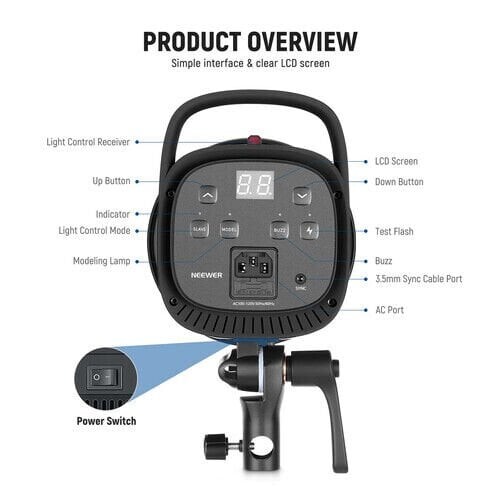 Neewer S101-400W Pro Profesyonel Stüdyo Flaşı (Tek)