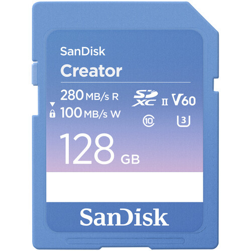 SanDisk 128GB 280MB/s Creator Series V60 UHS-II SDXC Hafıza Kartı