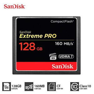 Sandisk - Sandisk 128GB Extreme Pro 160MB/s Compact Flash Hafıza Kart Sandisk - Sandisk 128GB Extreme Pro 160MB/s Compact Flash Hafıza Kart