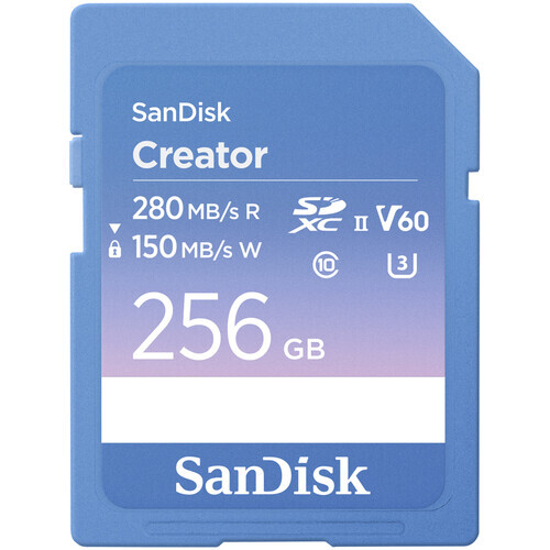 SanDisk 256GB 280MB/s Creator Series V60 UHS-II SDXC Hafıza Kartı