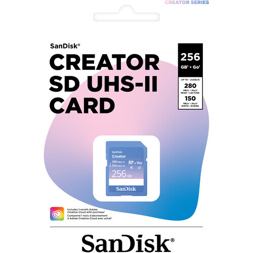 SanDisk 256GB 280MB/s Creator Series V60 UHS-II SDXC Hafıza Kartı