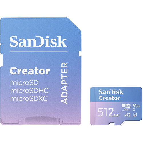 SanDisk 512GB 190MB/s Creator Series V30 UHS-II MicroSD Hafıza Kartı
