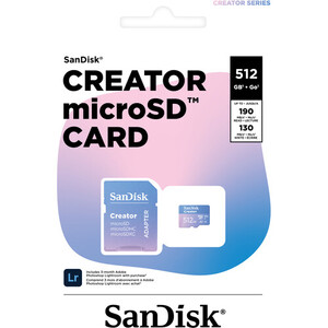 SanDisk 512GB 190MB/s Creator Series V30 UHS-II MicroSD Hafıza Kartı - Thumbnail
