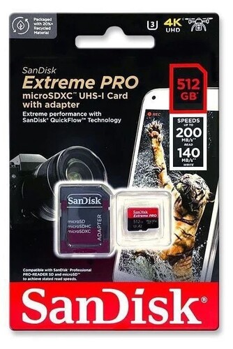 SanDisk 512GB 200MB/s Extreme Pro microSD Hafıza Kartı