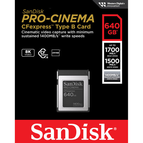 SanDisk 640GB PRO-Cinema CFexpress Type B Hafıza Kartı (SDCFEC-640G-GN4NN)